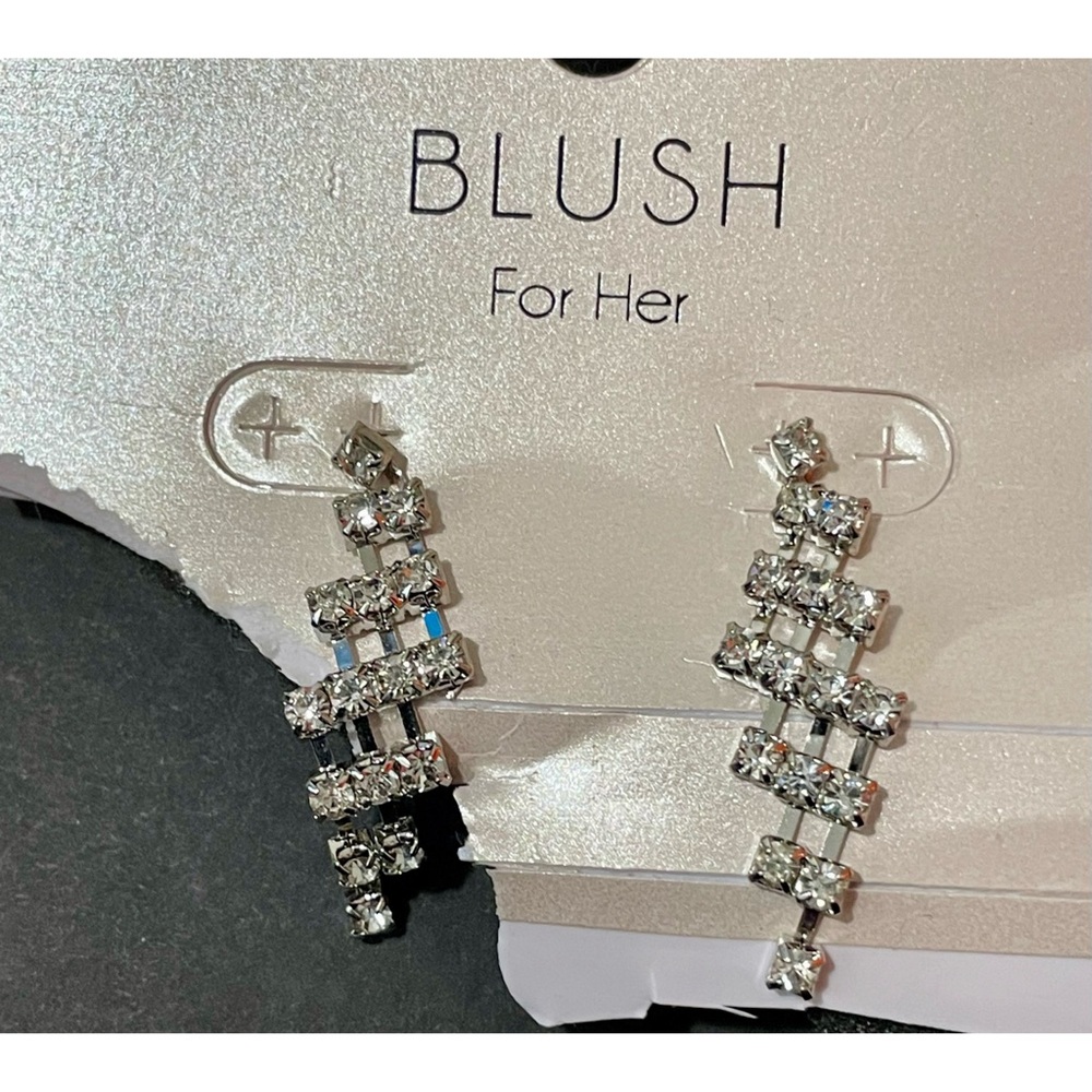 Blush Rhinestone Earrings - Picture 2 of 7